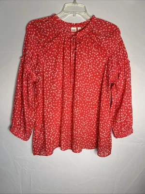 Gap Women's Large Watermelon Color 3/4 Sleeve Boho/Peasant Top - Pristine - Image 1 of 4