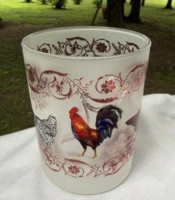 One Culver Chickens frosted/etched old fashioned/decorative glass 12 oz - Image 1 of 4