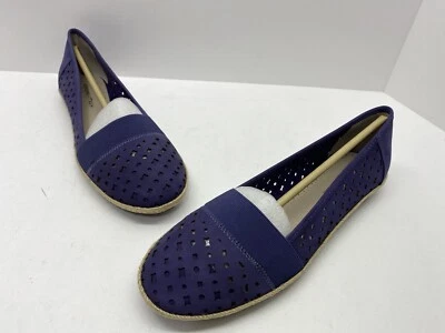 Adrienne Vittadini Womens Size 9M MAIDEN Blue Laser Cut Leather Flats NEW Foto 1 de 4