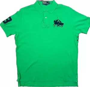 Polo by Ralph Lauren Rugby Shirt Men's XL Green, Two Rugby Players, #3 Right Arm - Picture 1 of 12