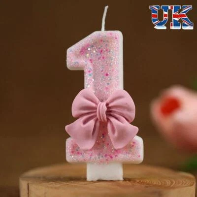 3D Design Number Birthday Candles Pink Cake Topper Decoration