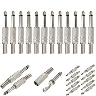 10pcs/pack1/4'' 6.35mm Male Mono Monaural Audio Cable Jack Connector Plug Kit - Image 1 of 4