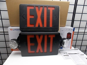 Lithonia Lighting LED Exit Sign/Emergency Combo LHQMLEDBRM6 - Black - Picture 1 of 6