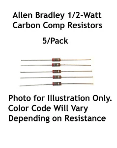 620 Ohms 1/2-Watt Allen Bradley Carbon Comp Resistors 5/Lot - Picture 1 of 1