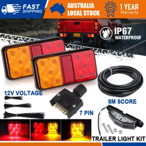 LED Trailer Lights Kit Tail Lights Submersible 5 Core Wiring Plug Caravan Boat - Picture 1 of 24