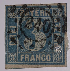 Travelstamps: Germany Bayern Stamps Used NG 3 Kreuzer Fancy Numeral Cancel - Picture 1 of 6