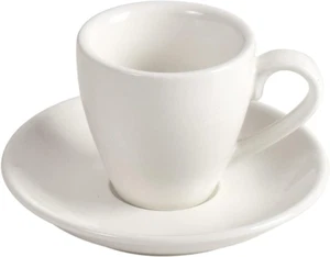 Porcelain Espresso Cup with Saucer, Espresso Shot Cup, 80Ml/2.7Oz, White - Picture 1 of 5