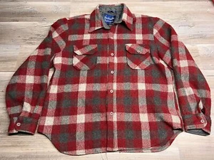 Vintage Wool Blend Distressed Flannel Button Up Shirt Heavyweight Shacket Sz XL - Picture 1 of 6