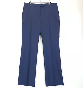 Hugo Boss Marzotto 100% Virgin Wool Plaid Dress Pant Women 12 Blue Slacks Italy - Picture 1 of 12