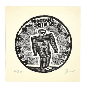 ABEL BARROSO La Huella Multiple 2002 signed unframed original Cuban woodcut - Picture 1 of 1