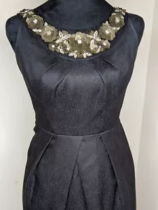 Vestido Shoshanna 6 Negro Metálico Vaina Aplique Escote Flores Brillo... - Imagen 1 de 17