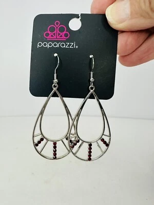 Папарацци - линия пересечения блеск - серебро / красный камни - серьги. Никогда не носились - Изображение 1 из 4