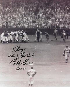 BOBBY THOMSON Signed 8" x 10" Photo GIANTS vs. DODGERS Oct. 3, 1951 Home Run - Picture 1 of 2