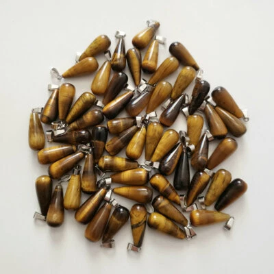 Piedra de ojo de tigre natural 50 piezas cuentas largas en forma de gota de agua 10X28 mm hágalo usted mismo Foto 1 de 3