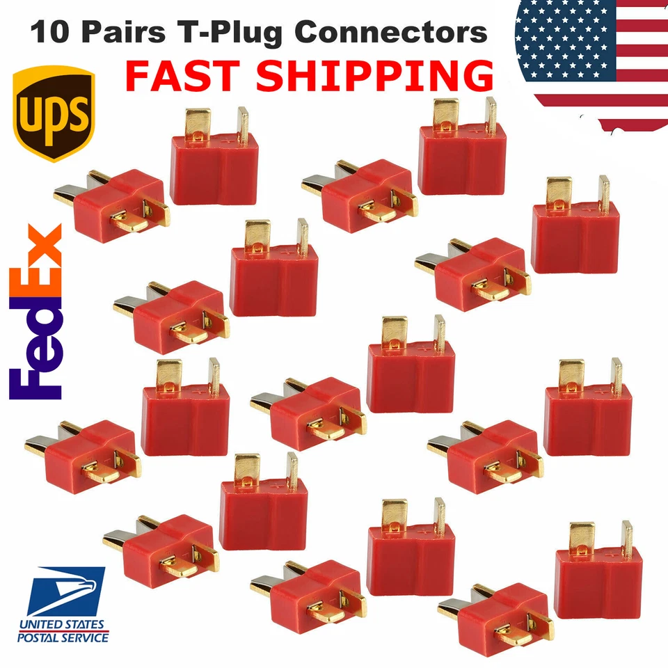 2 Pairs T-plug Red Deans Connectors Male & Female for RC Lipo Battery