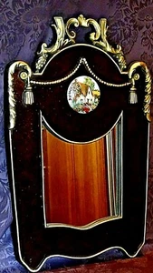 ESPEJO DE COLECCIÓN MADERA HOLANDÉS DORADO ADORNADO ESPEJO CON PINTURA EN PORCELANA MEDALLÓN - Imagen 1 de 11