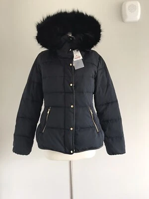 NWT ZARA BASIC GIRL'S DOWN FULL ZIP HOODED ZIP POCKETS JACKET SIZE L - Image 1 of 4