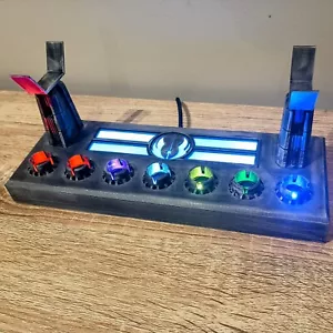 Weathered LED Lightsaber Stand – Jedi Order w/ WLED & Kyber Crystal Slots - Picture 1 of 13