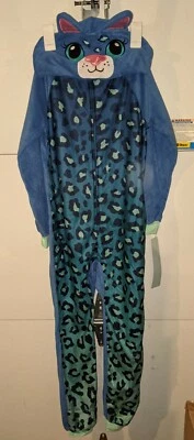 Cat and Jack Pajamas Size 7-8 Medium One Piece Spotted Cat Hooded Fleece PJs - Image 1 of 4