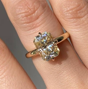 Brauner Radiant Cut Diamant Verlobungsring Solitär Versprechen Ring Zirkonia - Bild 1 von 8