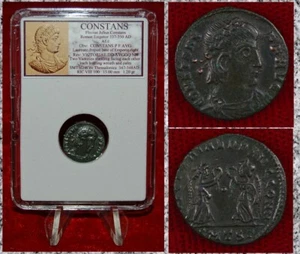 Ancient Roman Empire Coin CONSTANS Two Victories With Wreath Thessalonica Mint - Picture 1 of 4