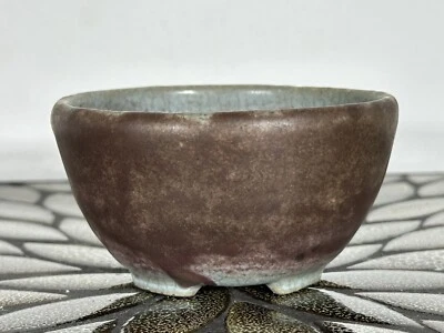 Preowned Japanese Round Shohin Mane Bonsai Pot Koyo Juko - Wine Color - 4”x2.5” - Image 1 of 4