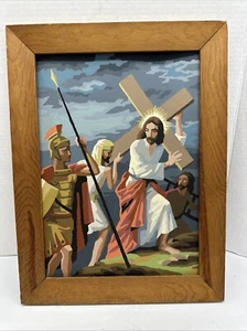 Dipinto Vintage per Numero "Soggetti Sacri" Gesù Quadro Religioso 10x14 - Foto 1 di 8