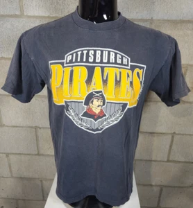 Vintage 1992 MLB Pittsburgh Pirates Trench Mens T shirt Size Large, Faded Black - Picture 1 of 21