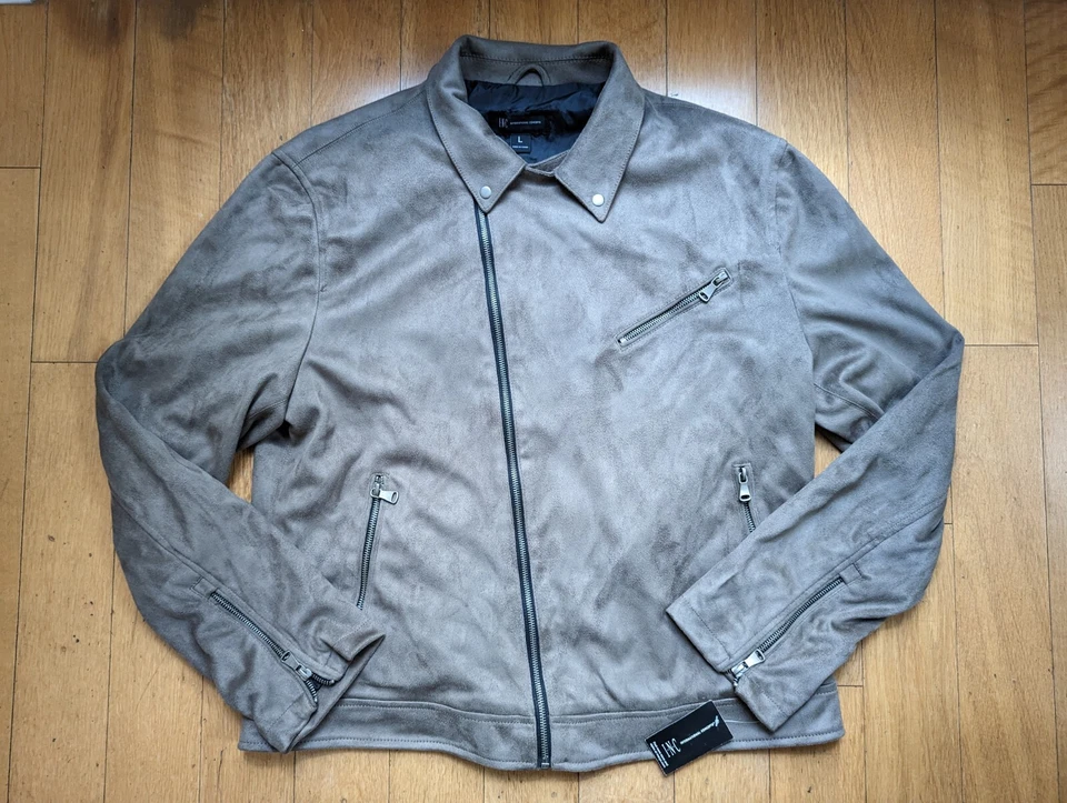 BRAND NEW INC International Concepts Mens Faux-Suede Jacket Dark Taupe Large NWT - Image 1 of 4