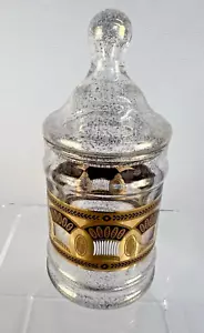 Culver Glass Wheat Sheath gilt Gold Candy Dish Apothecary Jar lidded speckled - Picture 1 of 15