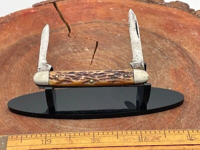 Cuchillo de pluma vintage Camillus extremo igual 2 hojas mangos de hueso de miel--2748.24 Foto 1 de 4