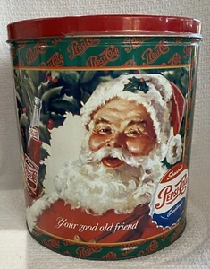 Vintage große Pepsi-Cola Weihnachtsmann Popcorn Dose mit Deckel Houston Food Co. 1993 - Bild 1 von 13