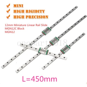 450mm MGN12 Miniature Linear Sliding Rail Guide + 1pc MGN12C Slide Block For CNC - Picture 1 of 6