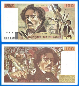 France 100 Francs 1986 Delacroix Serie E Europe Frcs Frs Free Ship Wrld - Picture 1 of 3