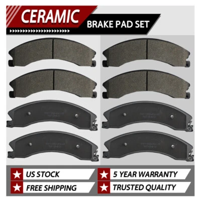 Front Rear Ceramic Brake Pads For Chevrolet Silverado 2500 HD GMC Sierra 3500 - Image 1 of 4