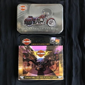 2 Harley Davidson Motorcycle Playing Cards Collectible Tin - 4 Packs - 3 Sealed - Picture 1 of 8