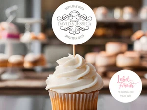 PERSONALISED Cupcake Cake Pick Toppers Party Wedding Anniversary Decoration - Picture 1 of 3
