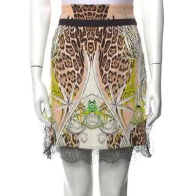 LINDA - ROBERTO CAVALLI - SAIA DE ASSINATURA DE JERSEY COM ACABAMENTO EM RENDA FEITA NA ITÁLIA - Imagem 1 de 4