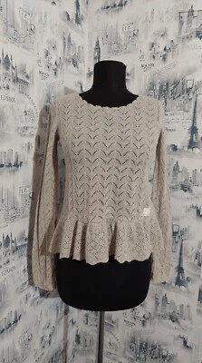 Suéter Anthropologie Odd Molly 1 S 100% Cachemira Tejido Gris Cárdigan Chaqueta  Foto 1 de 4