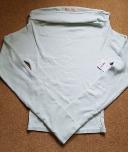 Free People Gigi Long Sleeve Off-Shoulder Tee - MINT GREEN - LARGE - BNWT - £58 - Picture 1 of 7