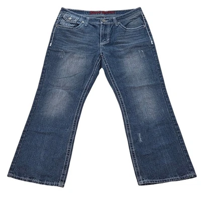 VTG Y2K Xtreme Couture Mens Jeans W36 L30 Bootcut Distressed Dark Wash *READ - Image 1 of 4