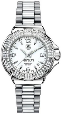 Reloj para mujer TAG Heuer Formula 1 37 mm bisel de diamantes esfera blanca WAC1215.BA0852 Foto 1 de 4