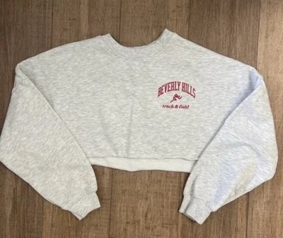 Лос-Анджелес Сердца укороченный графический длинным рукавом толстовка размер маленький, серый - Изображение 1 из 4