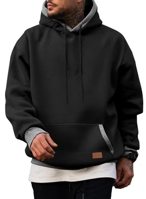 Men's Long Sleeve Casual Cotton Hoodie Sweatshirt Fleece Pullover with Pockets - Image 1 of 4