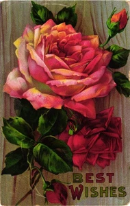 Mensaje manuscrito postal rosa vintage de 1913 - Imagen 1 de 2