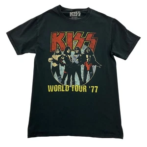 KISS T-Shirt World Tour 1977 Black Mens S Short Sleeve Rock Band Music - Picture 1 of 9