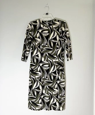 Vestido J. McLaughlin Catalyst Ponte Tejido Manga 3/4 Pop Estampado Pluma Talla Pequeña Foto 1 de 4