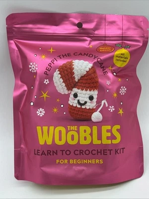 New The Woobles Crochet Kit - Holiday Edition -  Peppi The Candy Cane - image 1 of 4