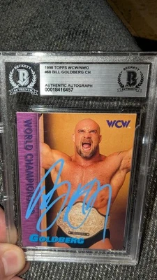 WWE BILL GOLDBERG SIGNED 1998 WCW  TOPPS ROOKIE CARD BECKETT CERTIFIED - Image 1 of 3