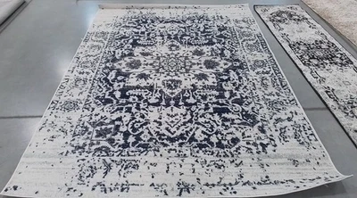 CREAM / NAVY 6'-7" x 9'-2" Back Stain Rug, Reduced Price 1172784574 MAD603D-6 - Image 1 of 4